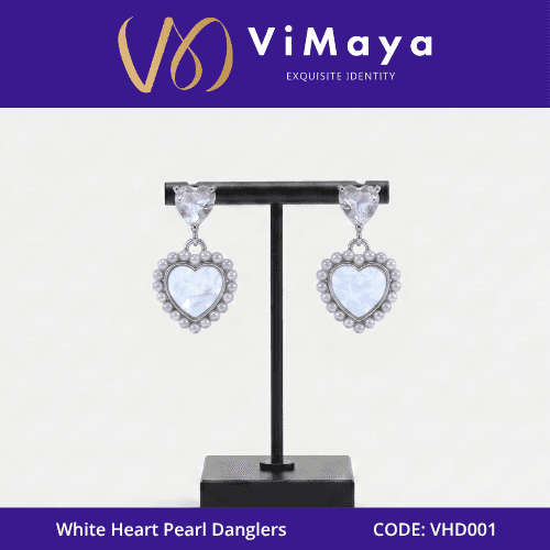 WHITE HEART PEARL DANGLERS