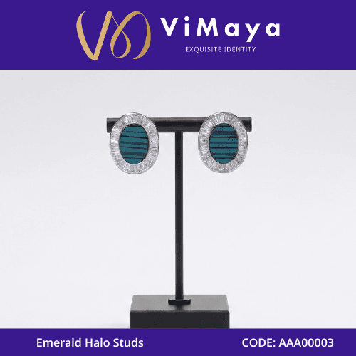 EMERALD HALO STUDS