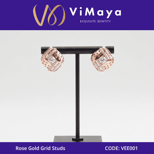 ROSE GOLD GRID STUDS