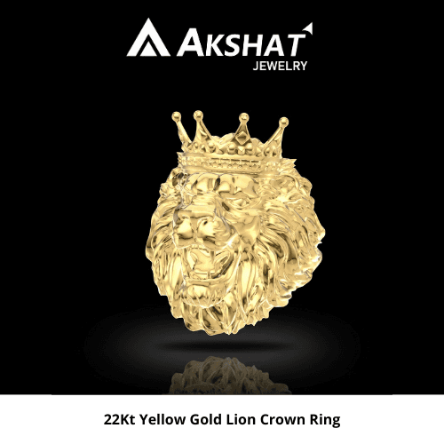 22KT YELLOW GOLD LION CROWN RING