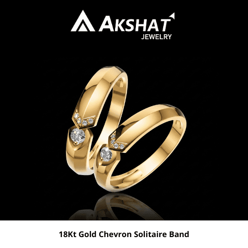 18KT GOLD CHEVRON SOLITAIRE BAND