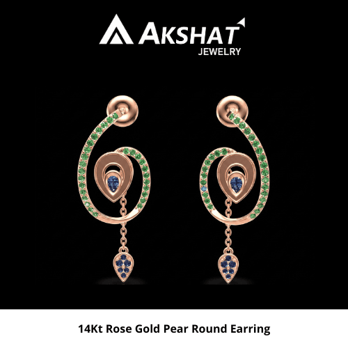 14KT ROSE GOLD PEAR ROUND EARRING