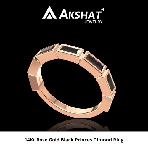 14KT ROSE GOLD BLACK PRINCES DIMOND RING