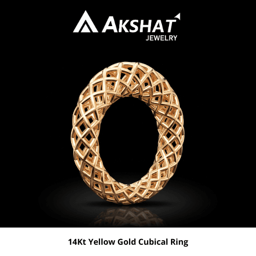 14KT YELLOW GOLD CUBICAL RING