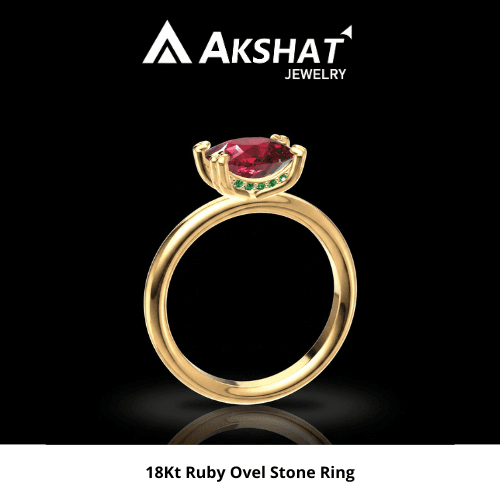 18KT RUBY OVEL STONE RING