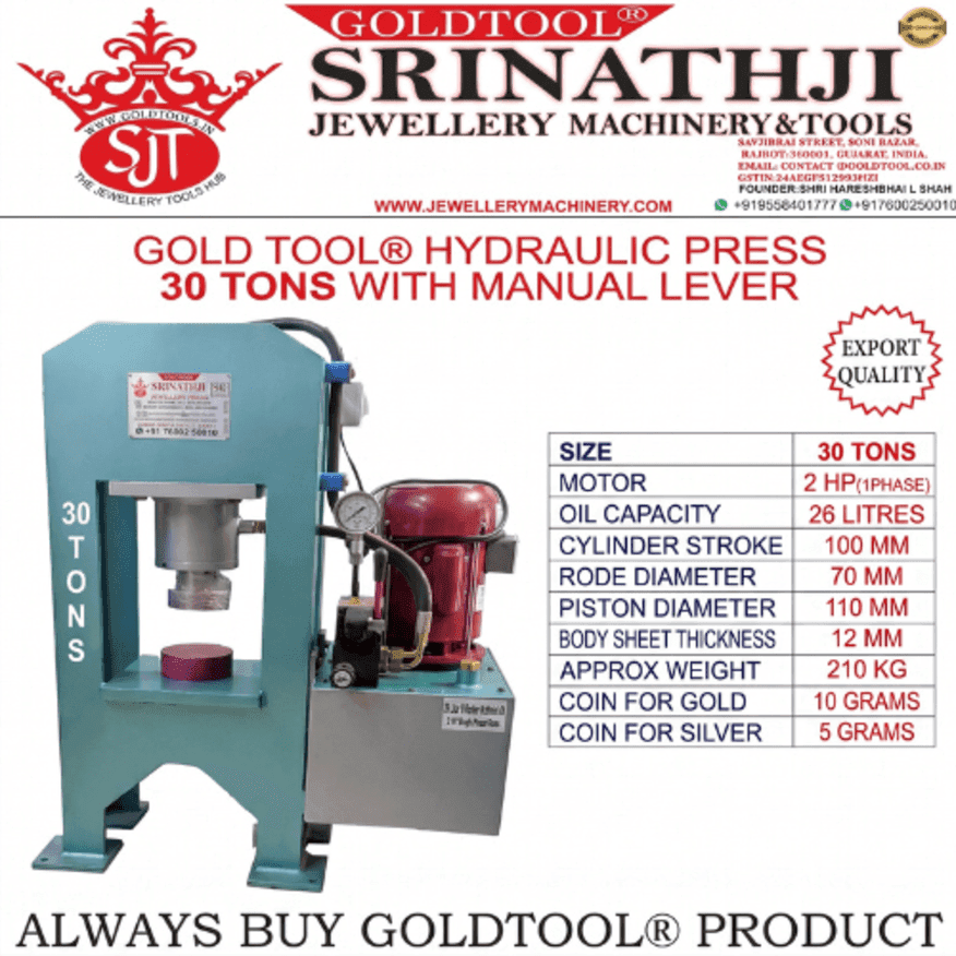 GOLD TOOL® HYDRAULIC PRESS 30 TONS WITH MANUAL LEVER
