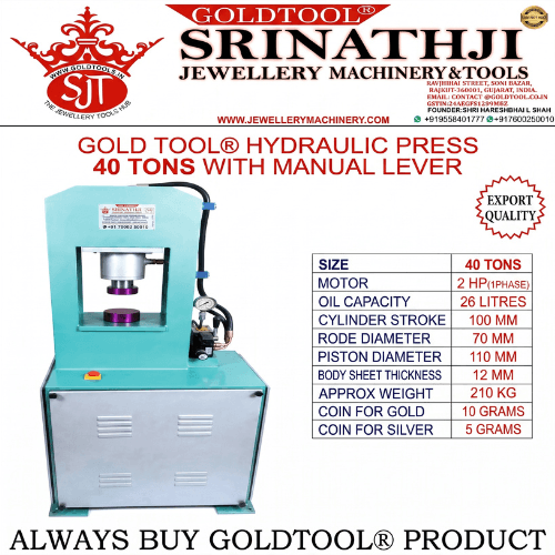 GOLD TOOL® HYDRAULIC PRESS 40 TONS WITH MANUAL LEVEL