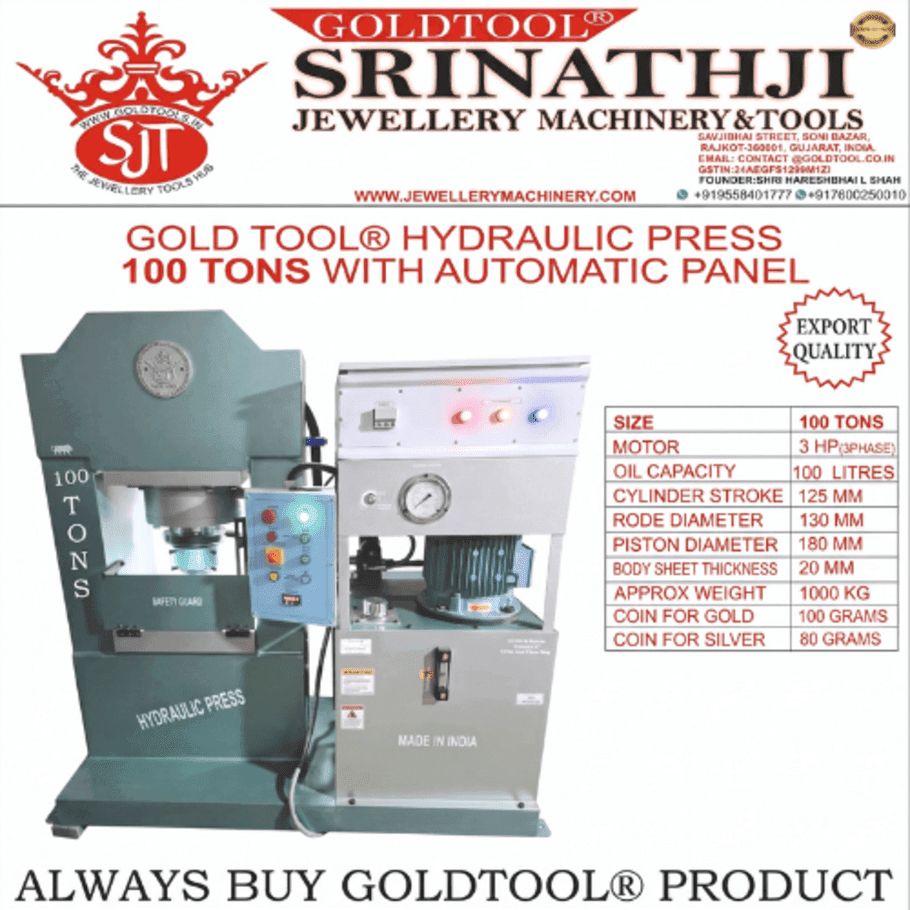 GOLD TOOL® HYDRAULIC PRESS 100 TONS WITH AUTOMATIC PANEL