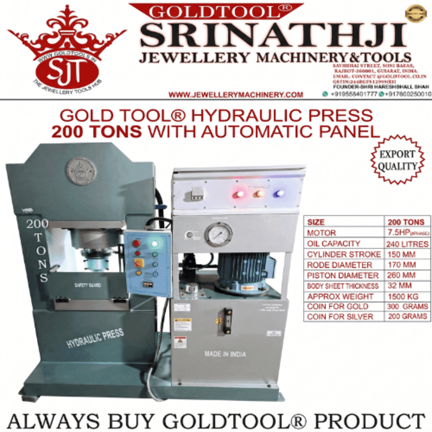 GOLD TOOL® HYDRAULIC PRESS 200 TONS WITH AUTOMATIC PANEL