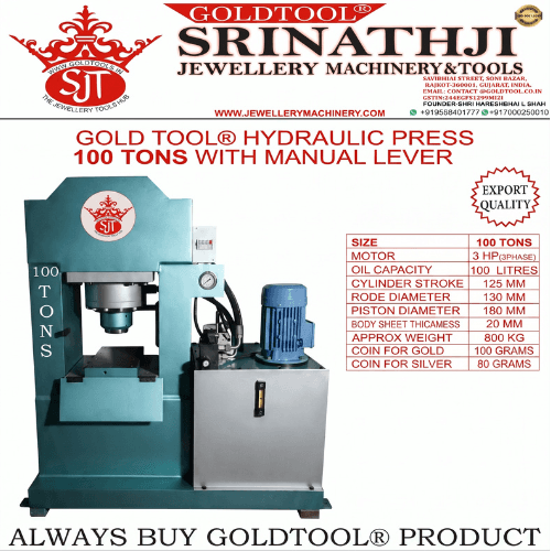 GOLD TOOL® HYDRAULIC PRESS 100 TONS WITH MANUAL LEVER