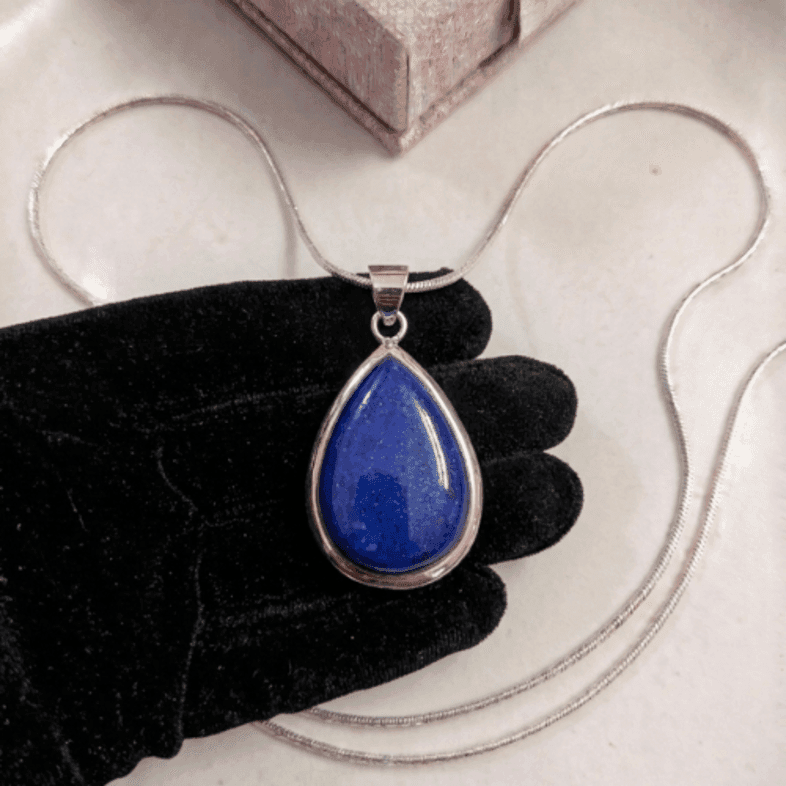LAPIS LAZULI TEARDROP SILVER PENDANT