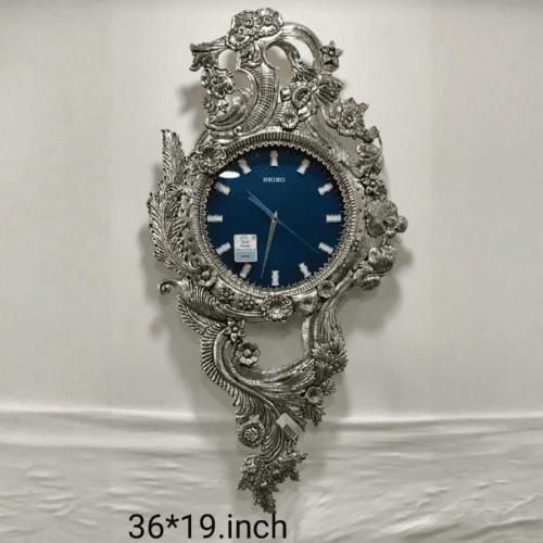 HANDCRAFTED 36" STERLING SILVER WALL CLOCK – GRAND CHITAI WORK HERITAGE TIMEPIECE
