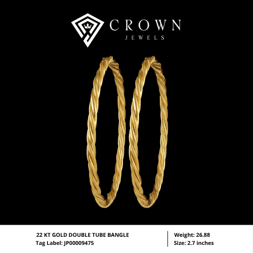 22 KT GOLD DOUBLE TUBE BANGLE