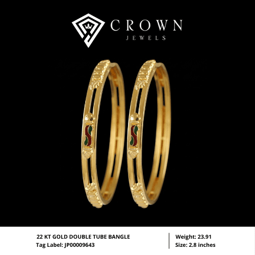 22 KT GOLD DOUBLE TUBE BANGLE