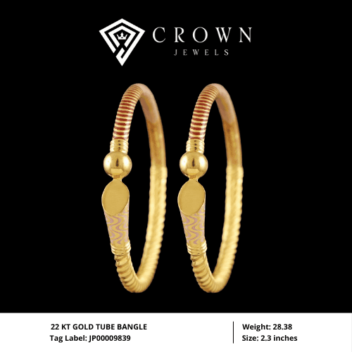 22 KT GOLD TUBE BANGLE