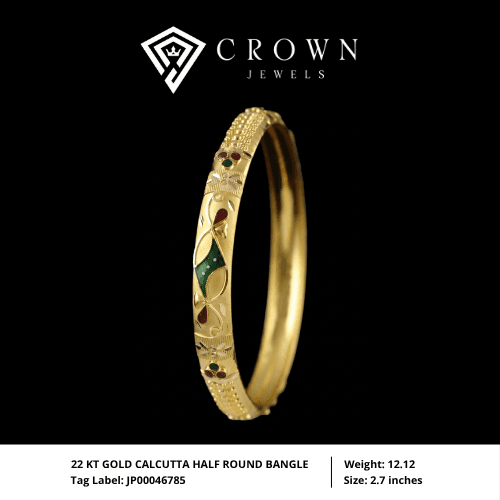 22 KT GOLD CALCUTTA HALF ROUND BANGLE