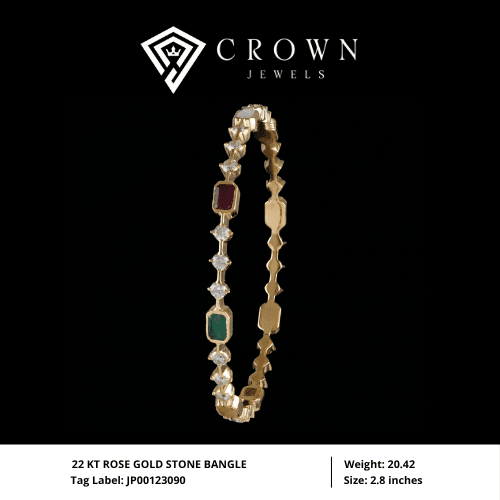 22 KT ROSE GOLD STONE BANGLE