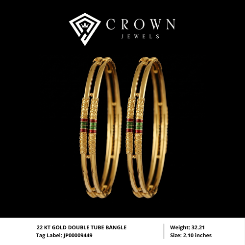 22 KT GOLD DOUBLE TUBE BANGLE