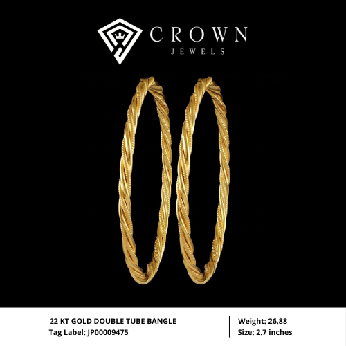 22 KT GOLD DOUBLE TUBE BANGLE