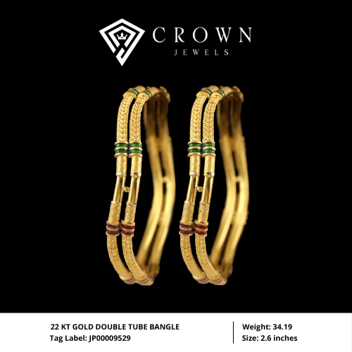 22 KT GOLD DOUBLE TUBE BANGLE