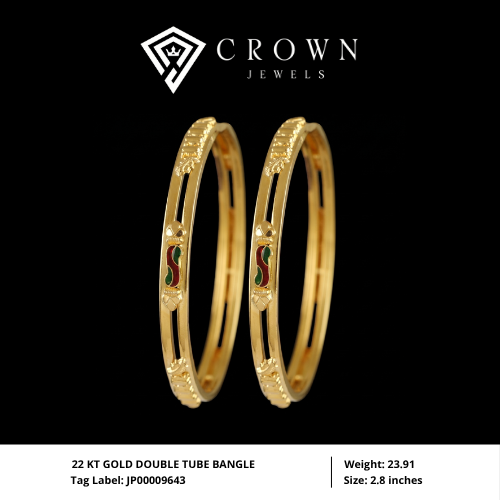 22 KT GOLD DOUBLE TUBE BANGLE