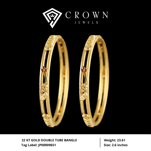 22 KT GOLD DOUBLE TUBE BANGLE