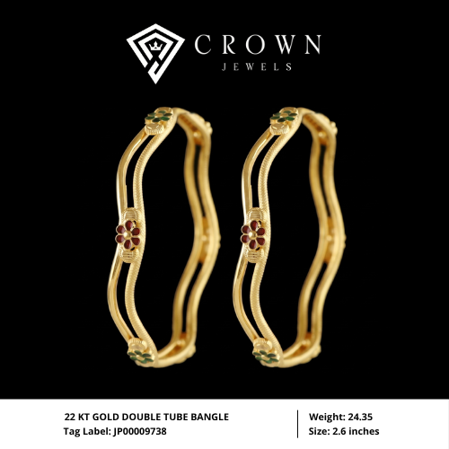 22 KT GOLD DOUBLE TUBE BANGLE