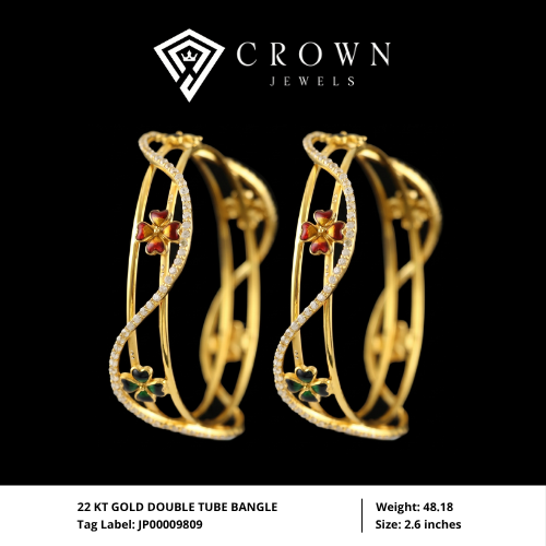22 KT GOLD DOUBLE TUBE BANGLE
