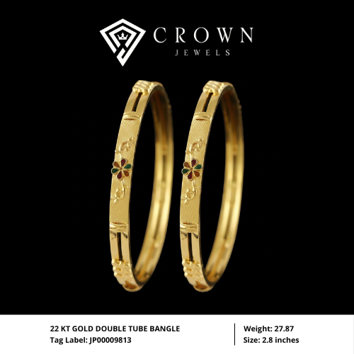 22 KT GOLD DOUBLE TUBE BANGLE
