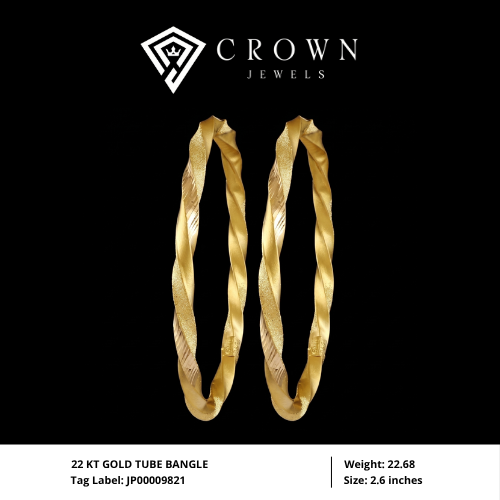 22 KT GOLD TUBE BANGLE