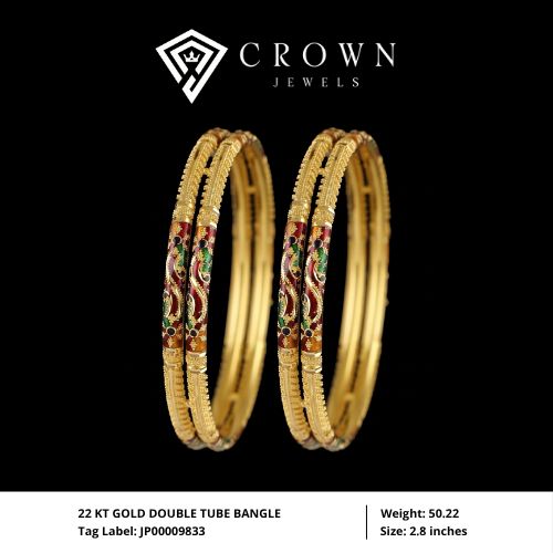 22 KT GOLD DOUBLE TUBE BANGLE