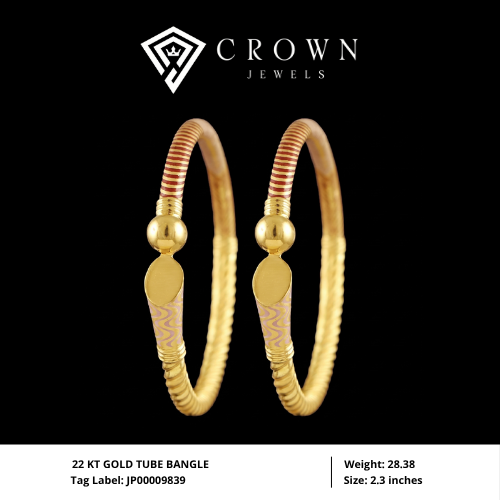 22 KT GOLD TUBE BANGLE