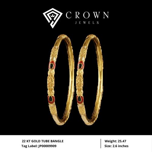 22 KT GOLD TUBE BANGLE