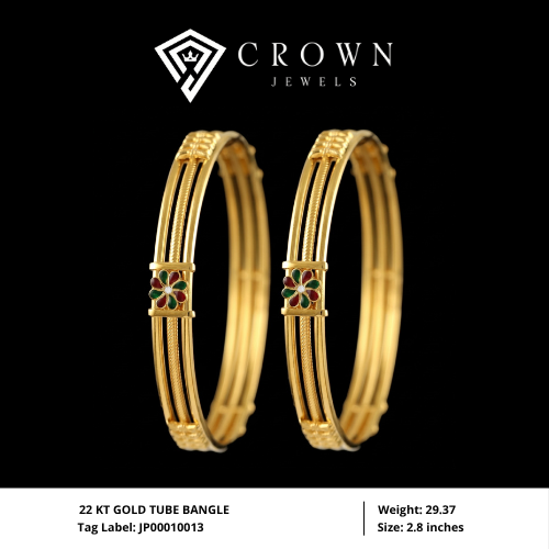 22 KT GOLD TUBE BANGLE