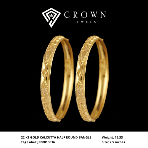 22 KT GOLD CALCUTTA HALF ROUND BANGLE