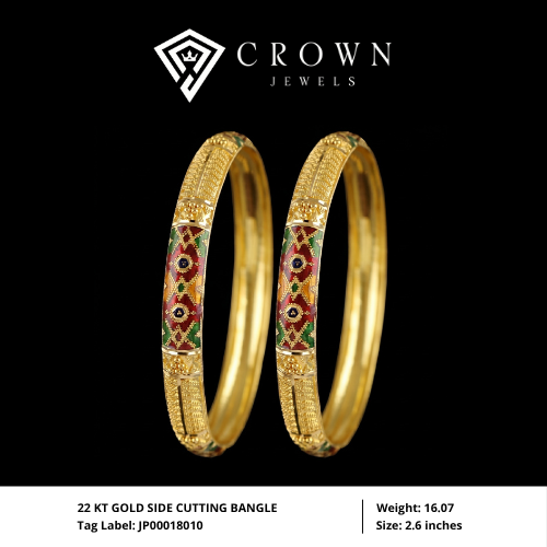 22 KT GOLD SIDE CUTTING BANGLE