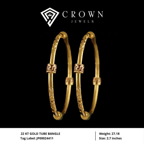 22 KT GOLD TUBE BANGLE
