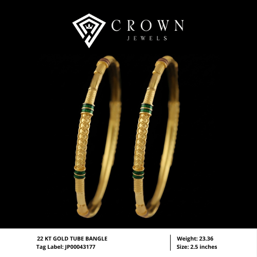 22 KT GOLD TUBE BANGLE