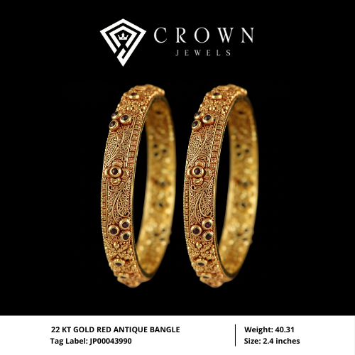 22 KT GOLD RED ANTIQUE BANGLE