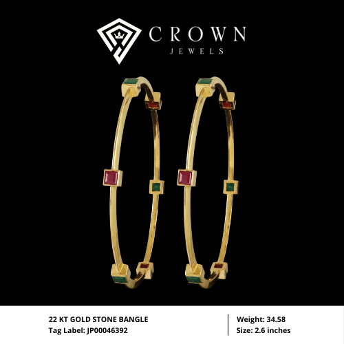 22 KT GOLD STONE BANGLE