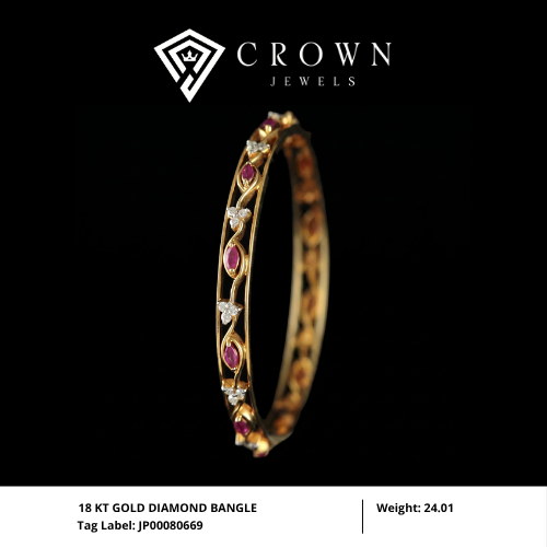 18 KT GOLD DIAMOND BANGLE