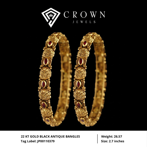 22 KT GOLD BLACK ANTIQUE BANGLES