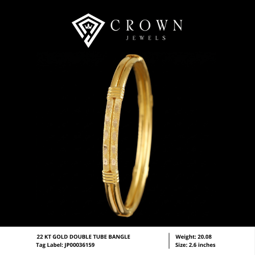 22 KT GOLD DOUBLE TUBE BANGLE