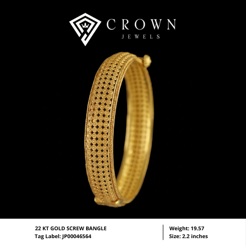 22 KT GOLD SCREW BANGLE