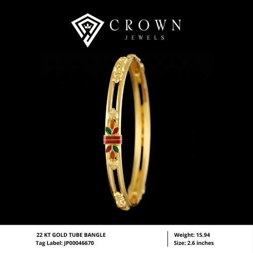 22 KT GOLD TUBE BANGLE