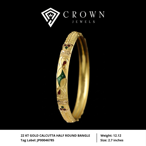 22 KT GOLD CALCUTTA HALF ROUND BANGLE