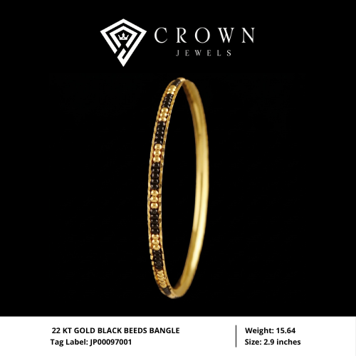 22 KT GOLD BLACK BEEDS BANGLE