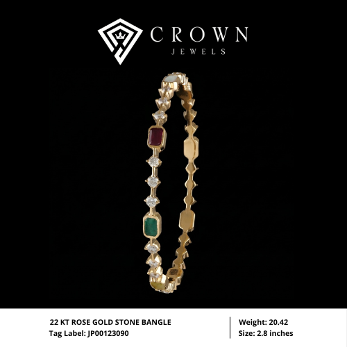 22 KT ROSE GOLD STONE BANGLE