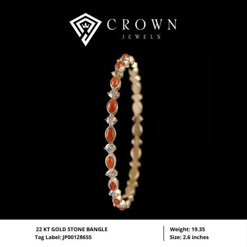22 KT GOLD STONE BANGLE