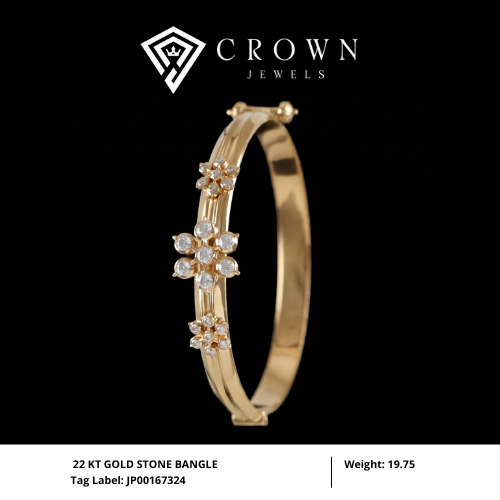 22 KT GOLD STONE BANGLE